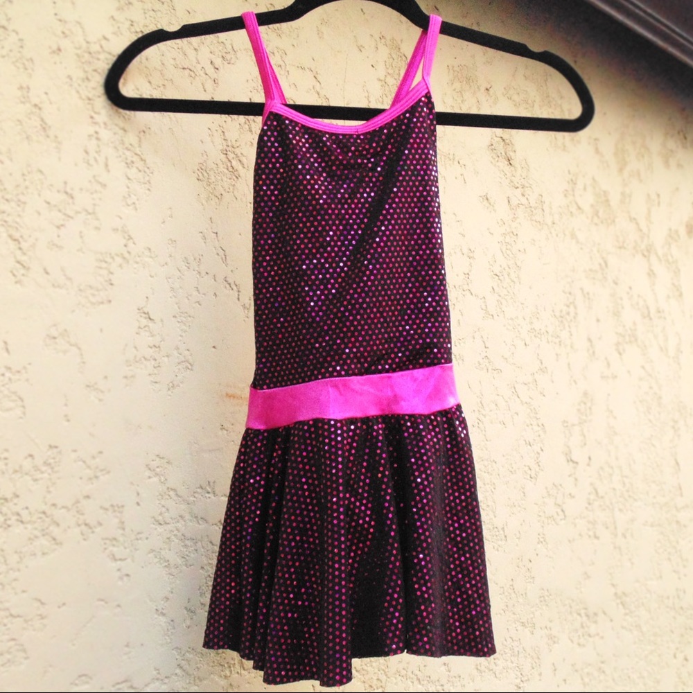 Pink and black sparkly kids dance costume